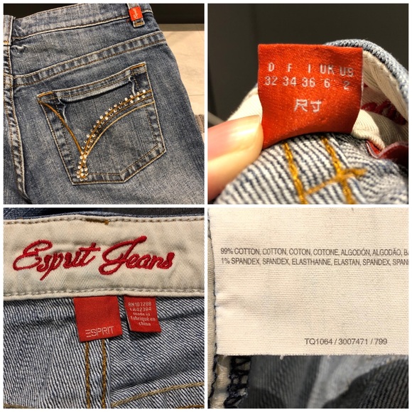 90s Esprit Blue Cropped Denim Jeans - Picture 11 of 11